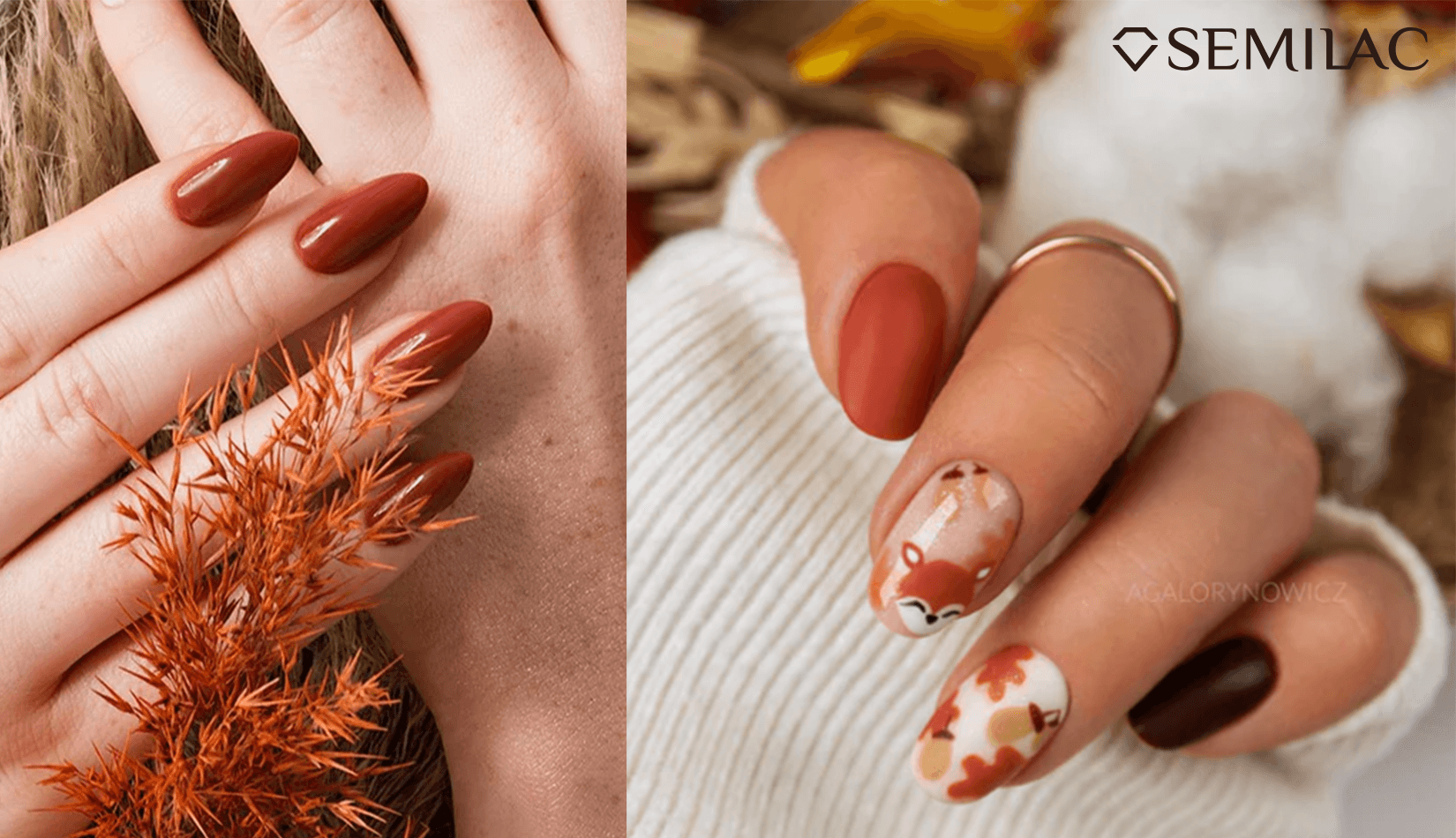Autumn Nail Art - Leaves, Gold & Burgundy Accents