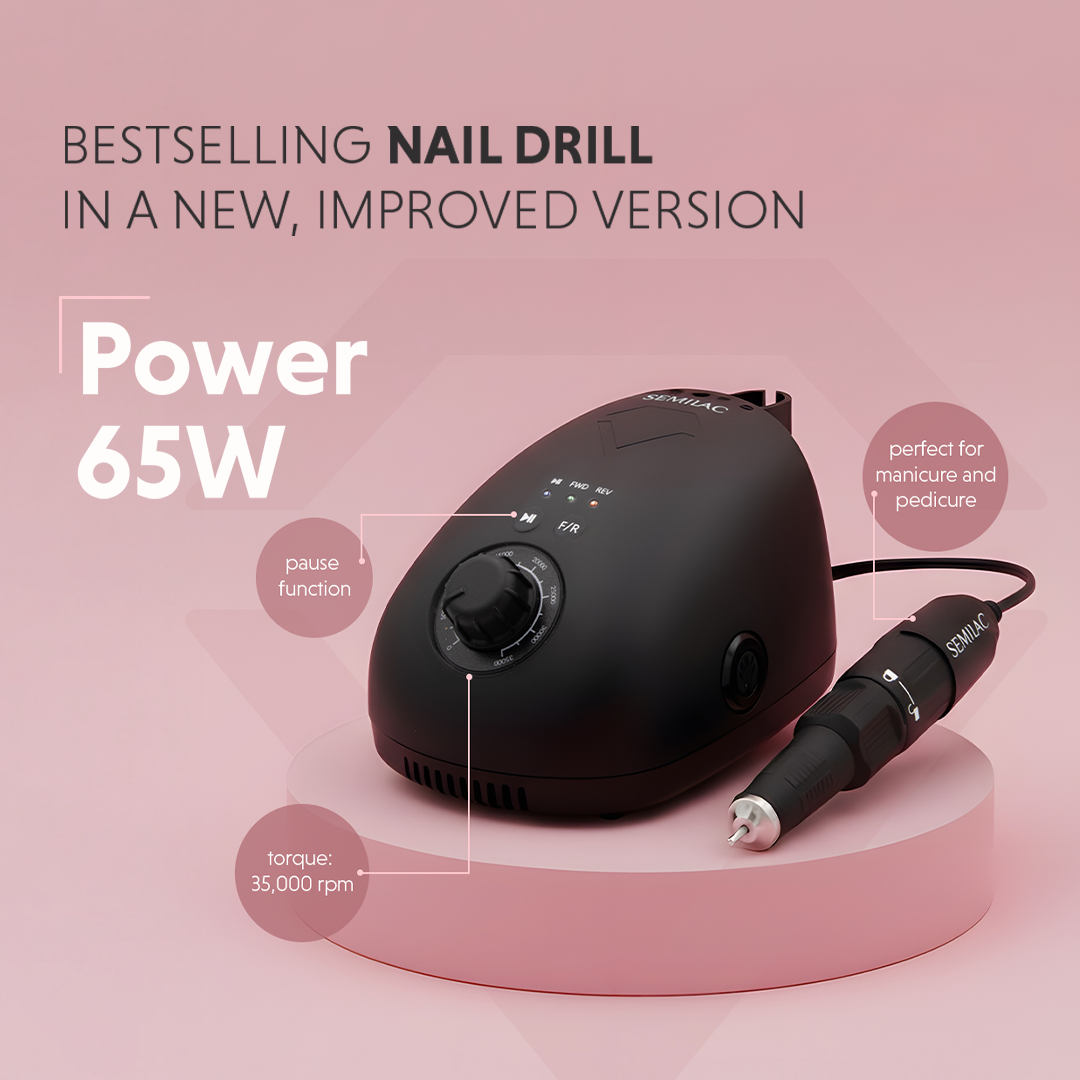 Semilac Nail Drill 65W v2 - Professional Electric E-File (Black)
