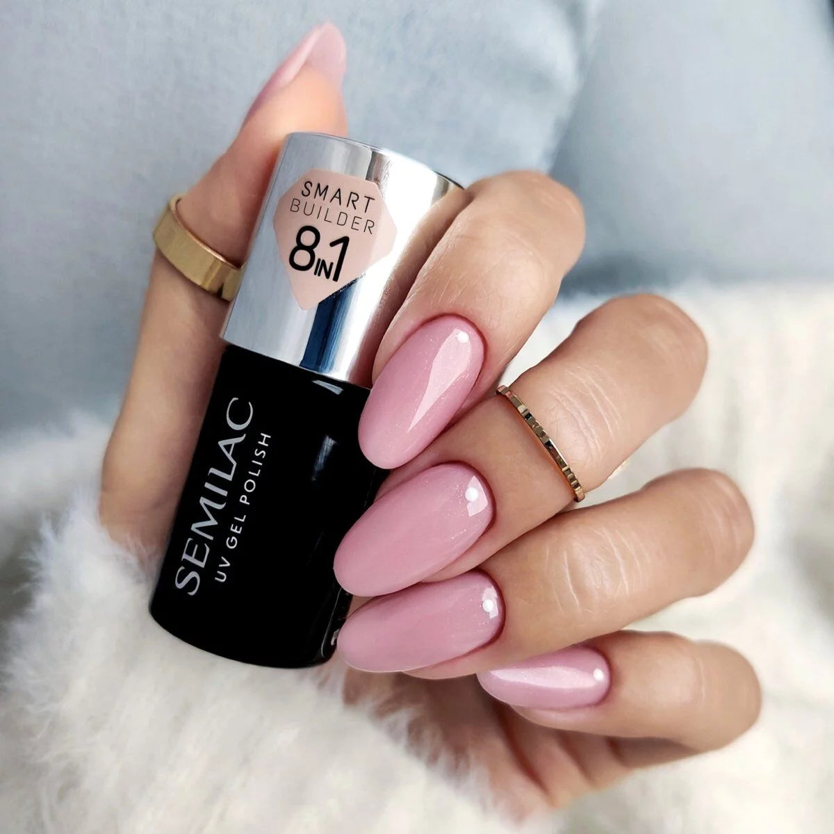 Semilac Smart Builder 805 Glitter Dirty Nude Rose - Builder Gel in a Bottle