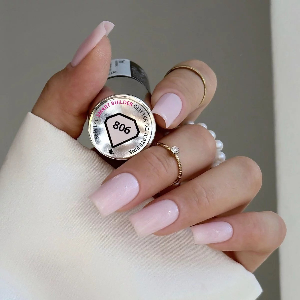 Semilac Smart Builder 806 Glitter Delicate Pink - Builder Gel in a Bottle