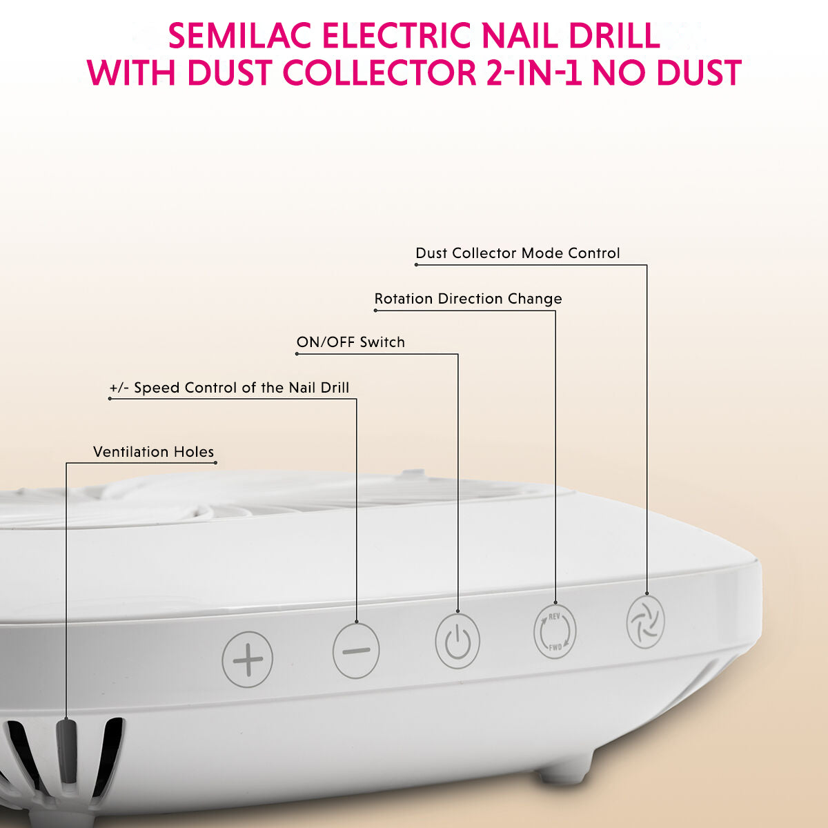 SEMILAC ELECTRIC NAIL DRILL WITH DUST COLLECTOR 2-IN-1 NO DUST