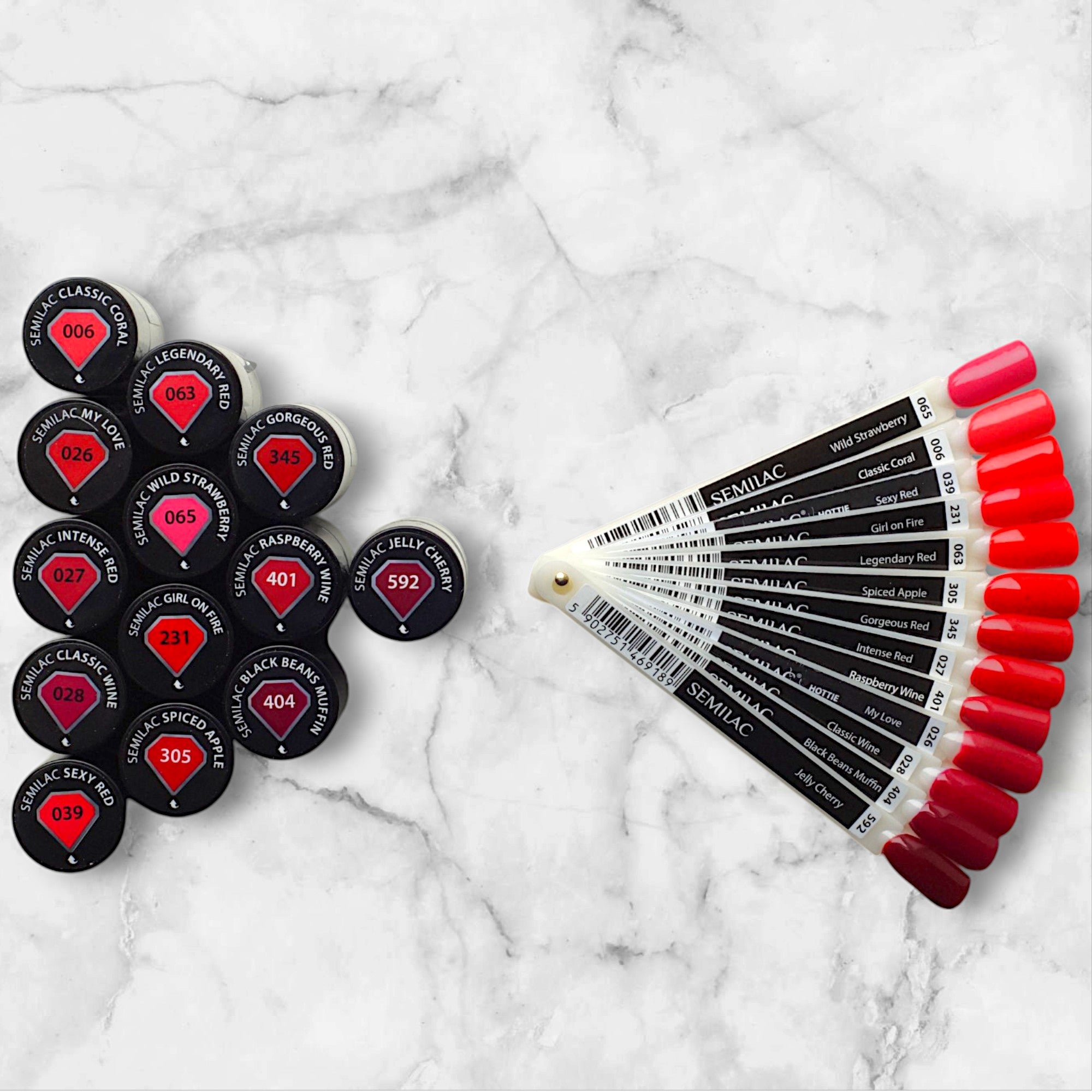 Semilac 13 x Red Colours Set + FREE Colour Swatches
