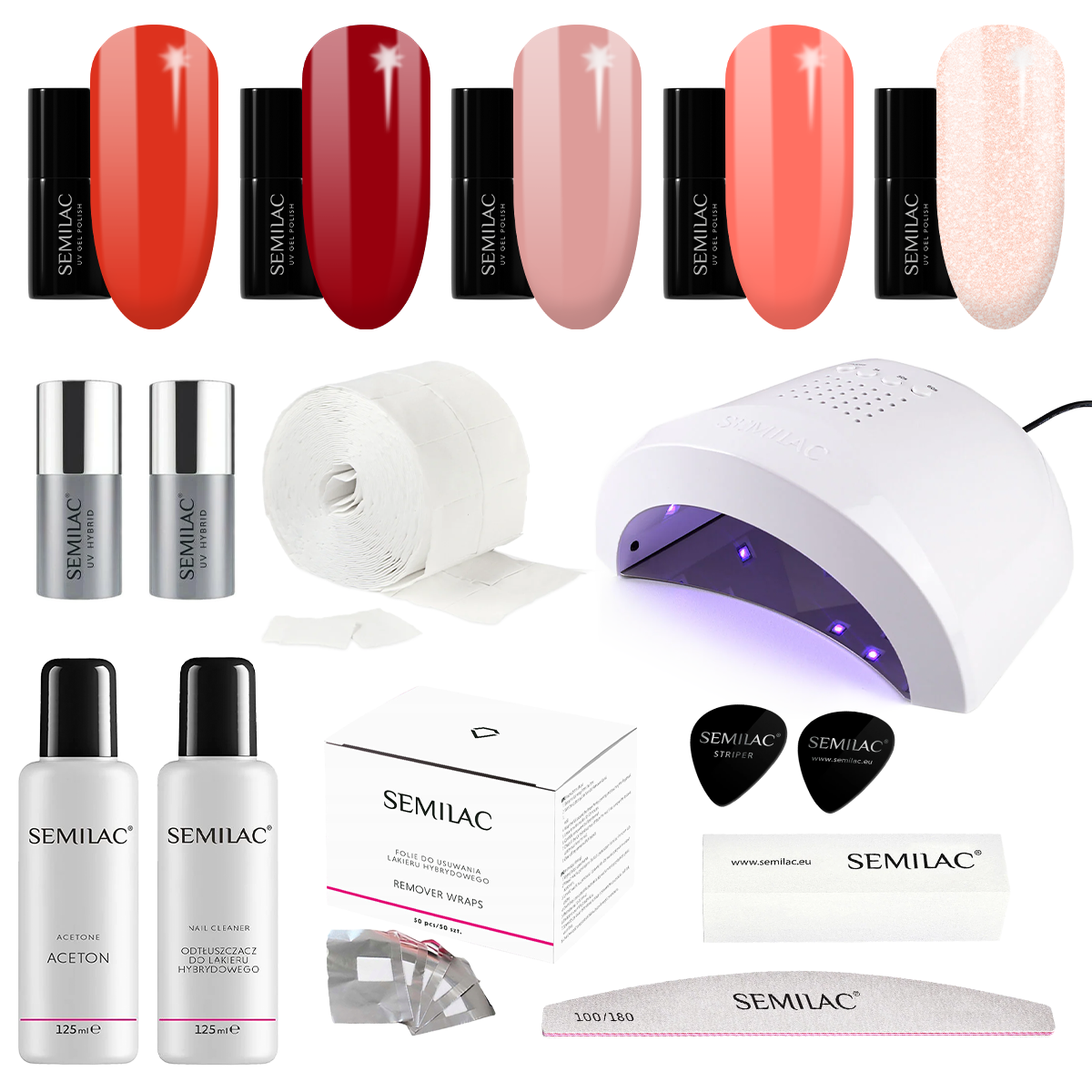 Semilac XXL Starter Set with 48 Lamp 5 Full Size Colours Included!