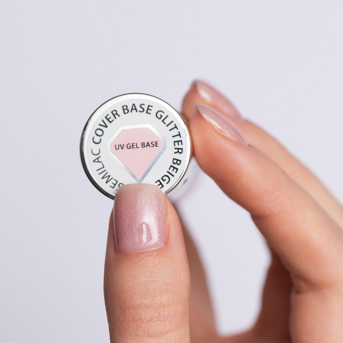 Semilac Skin Tone Cover Base Glitter Beige - Builder Gel in a Bottle