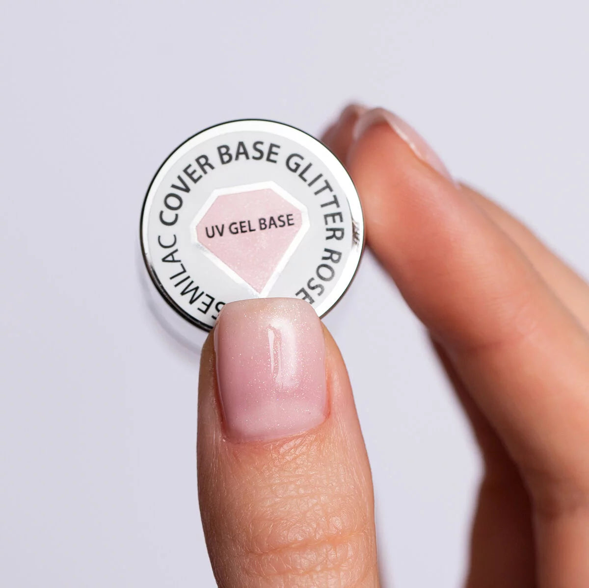 Semilac Skin Tone Cover Base Glitter Rose - Builder Gel in a Bottle