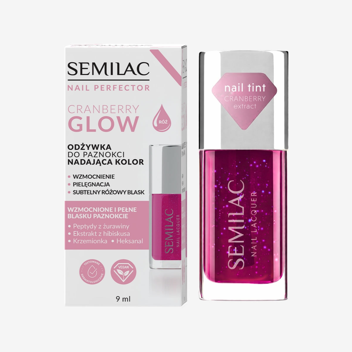 Semilac Nail Conditioner Nail Perfector Cranberry Glow 9ml