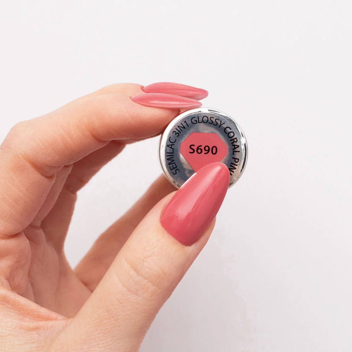 Semilac One Step Gel Polish Bottle S690 Coral Pink Glossy