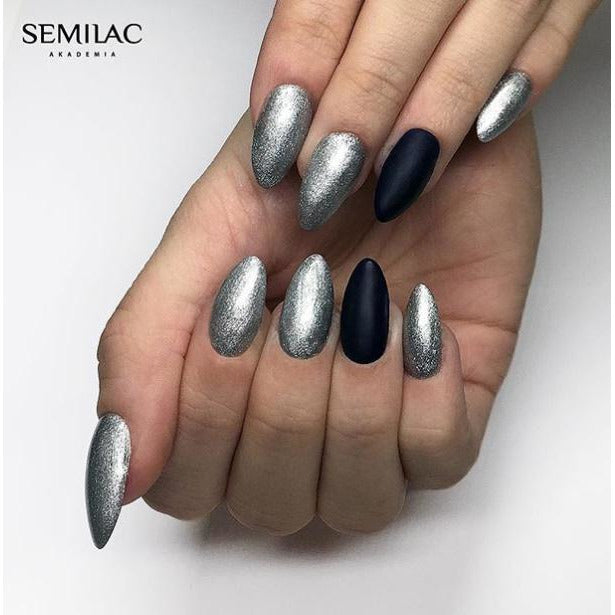 Semilac Base + Top + 093 Silver Dust UV Gel Polish Set - Semilac Shop