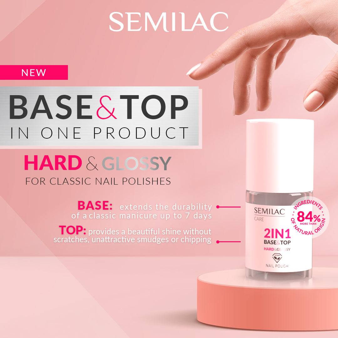Semilac Base/Top 2in1 Hard & Glossy Classic Nail Polishes 7 ml - Semilac UK