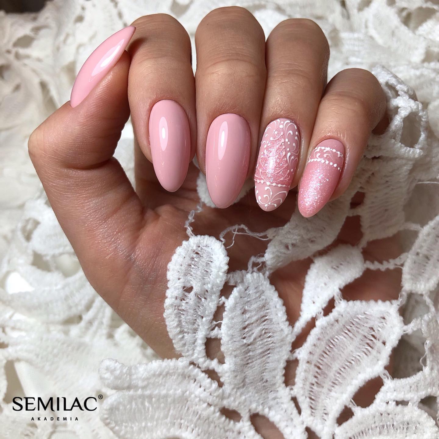 Semilac Base + Top + 164 Pink Crystals UV Gel Polish Set - Semilac UK