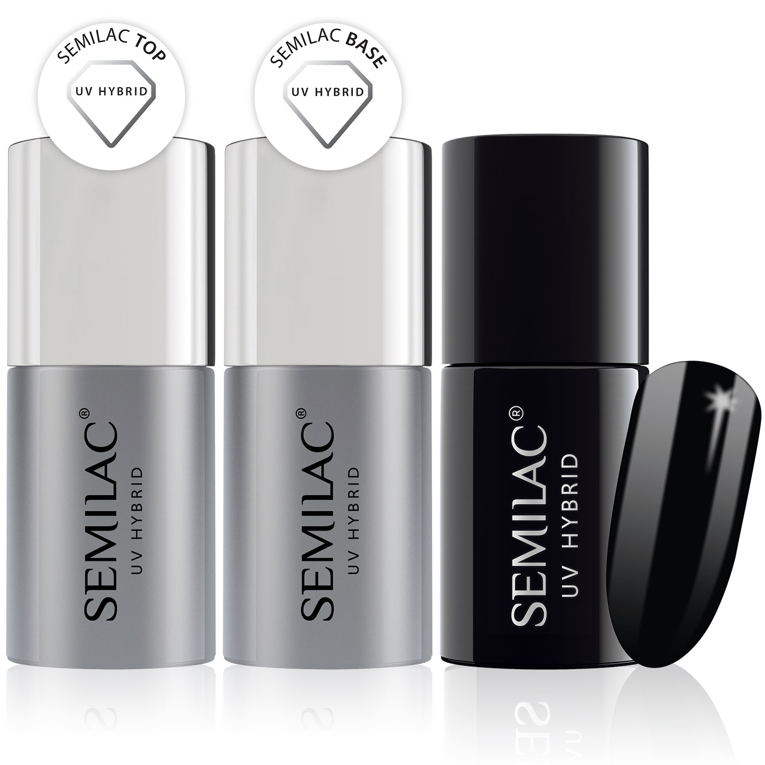 Semilac Base + Top + 031 Black Diamond UV Gel Polish Set - Semilac Shop