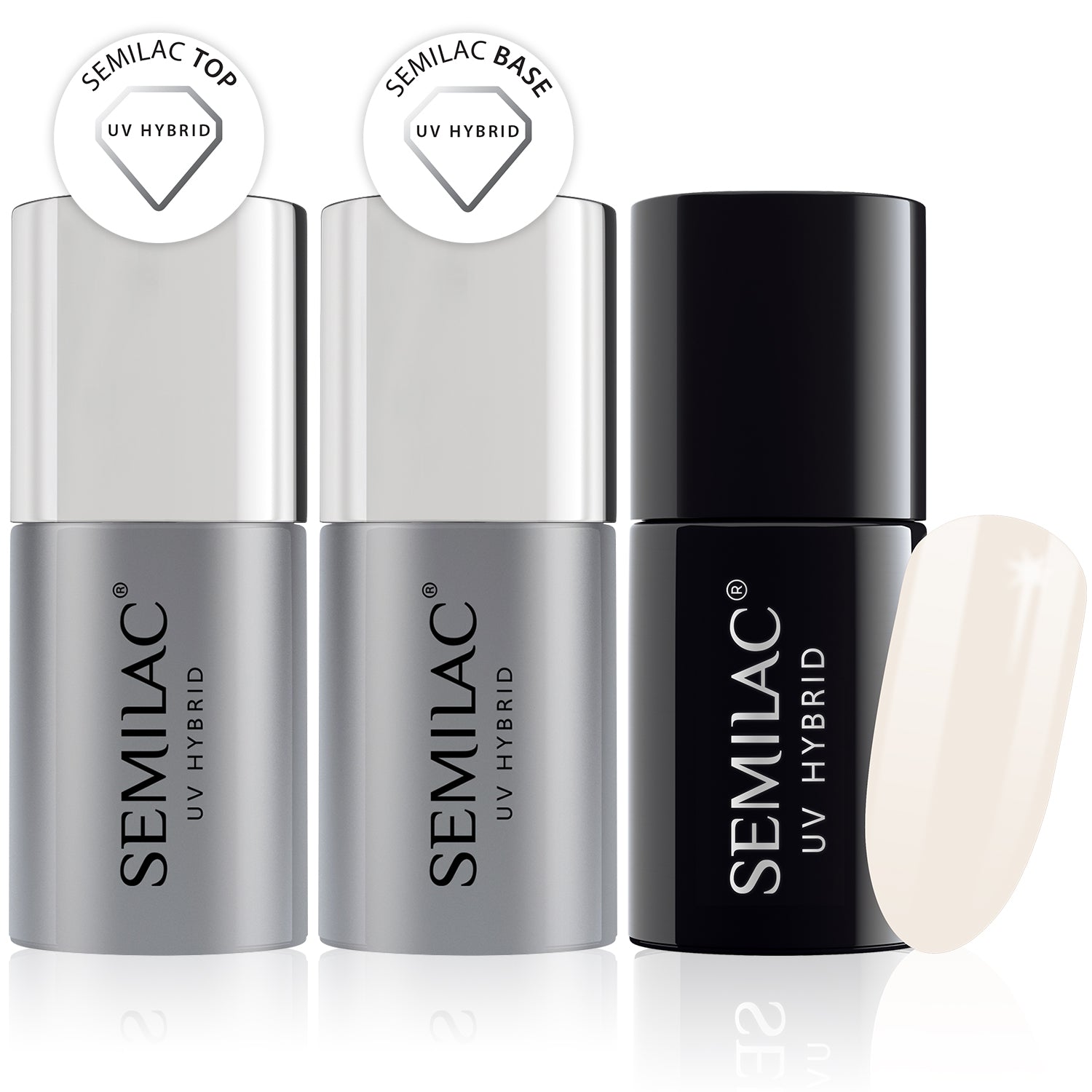 Semilac Base + Top + 050 French Vanilla UV Gel Polish Set - Semilac Shop