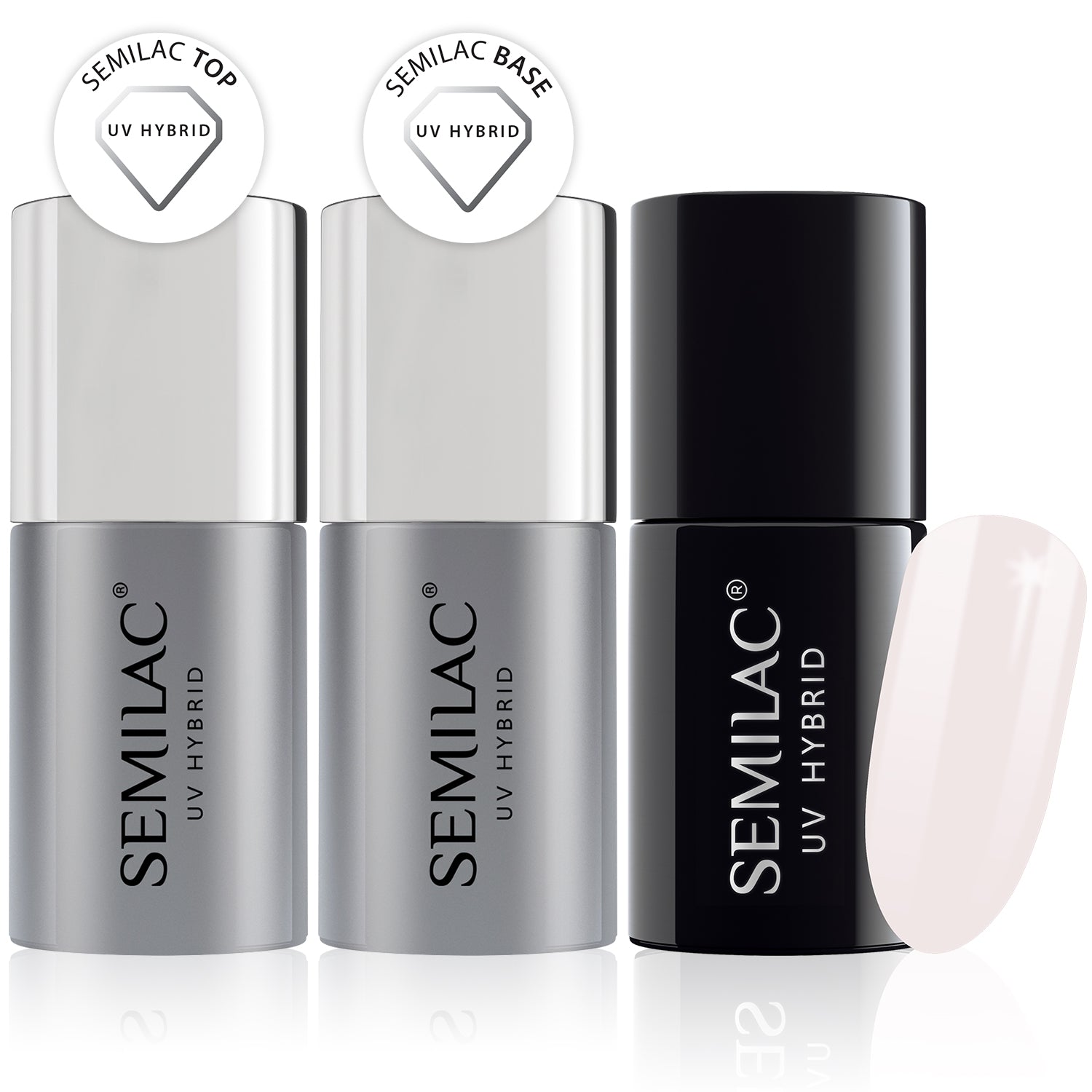 Semilac Base + Top + 051 French Beige Milk UV Gel Polish Set - Semilac Shop