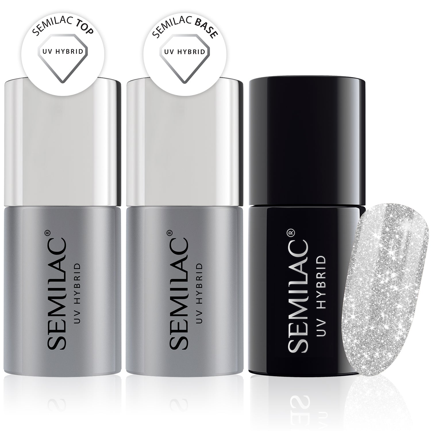 Semilac Base + Top + 144 Diamond Ring UV Gel Polish Set - Semilac UK