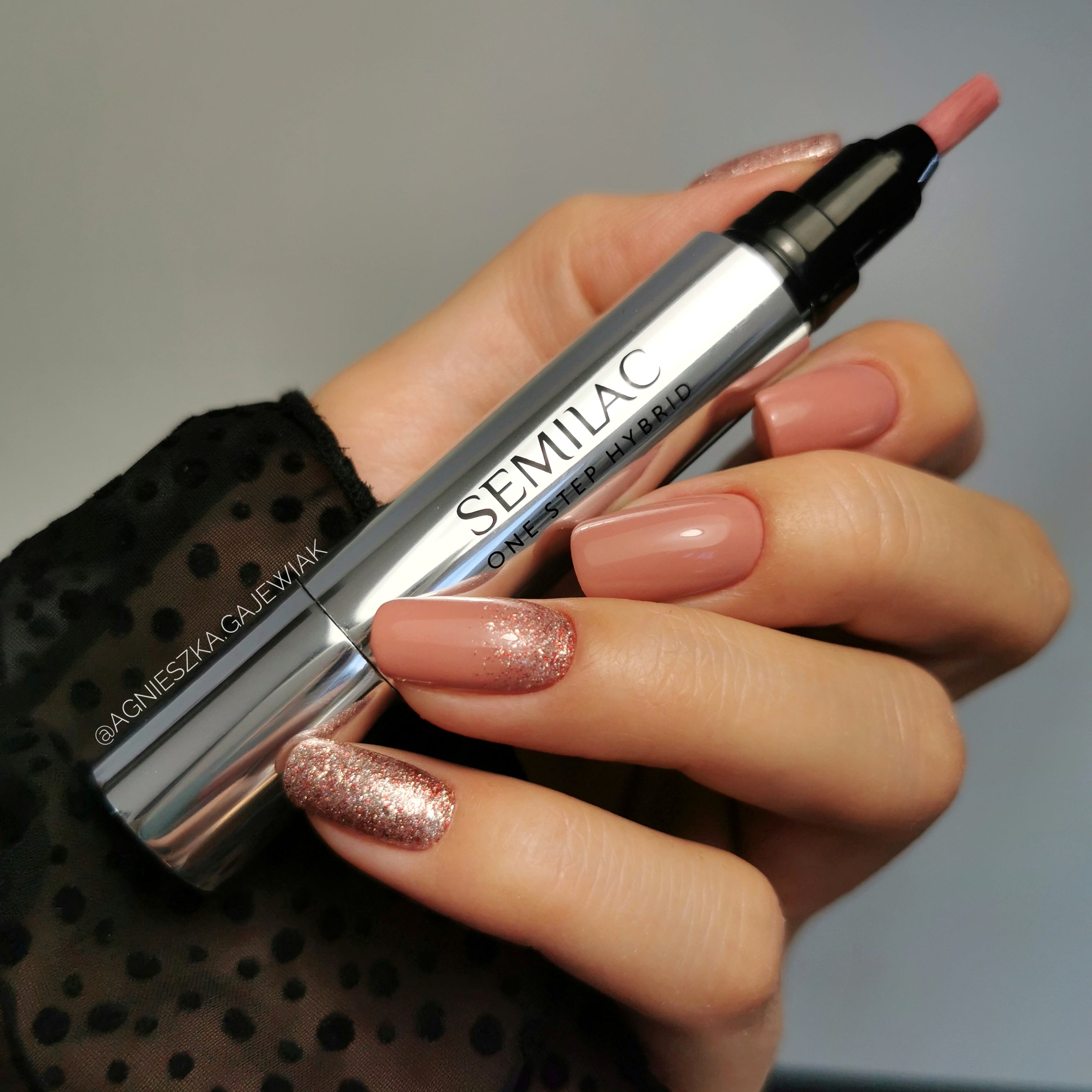 Semilac One Step Gel Polish Bottle 5ml 245 Glitter Pink Beige - Semilac UK