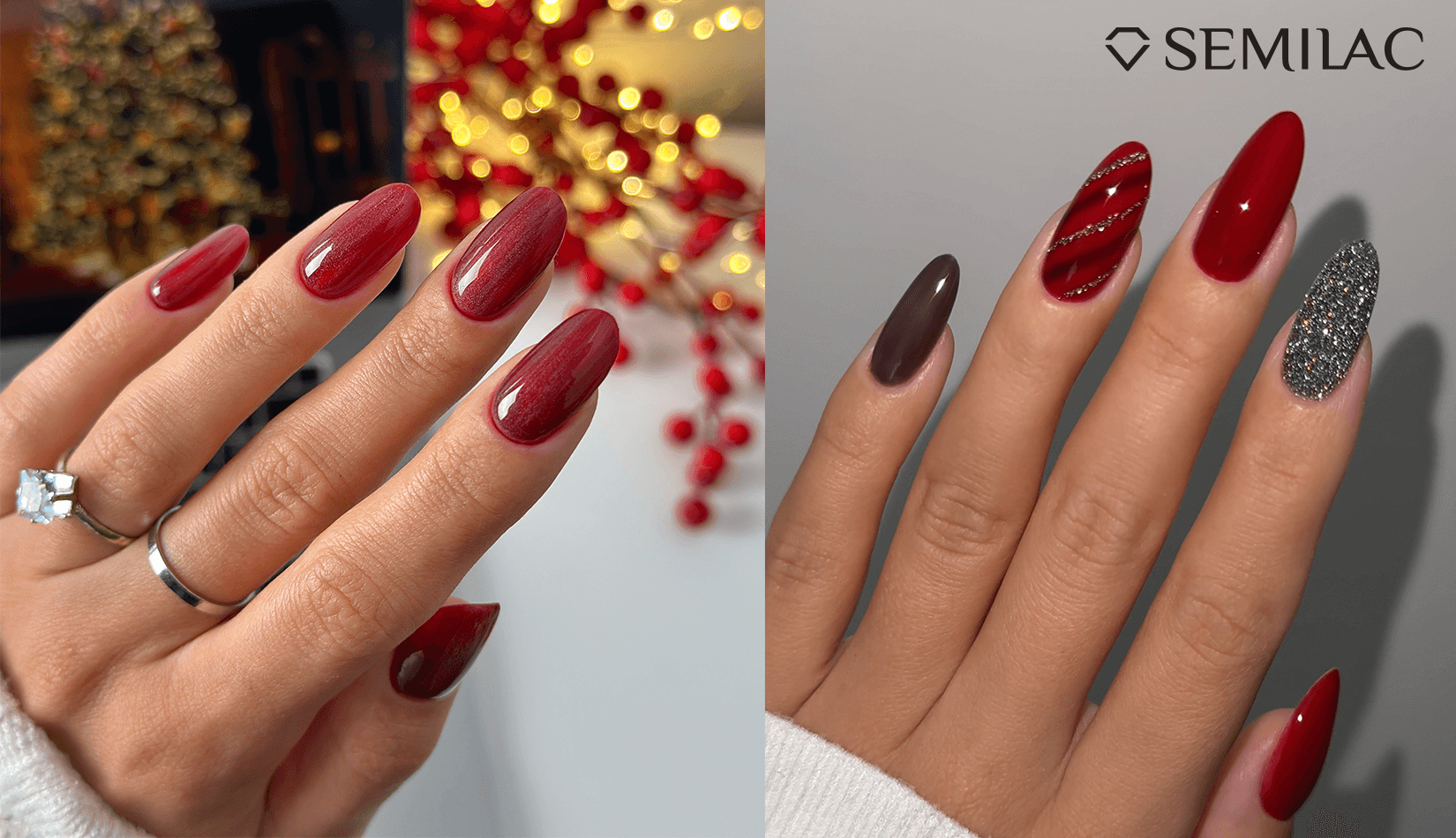 The most beautiful Christmas nails: classic red, gold and glitter