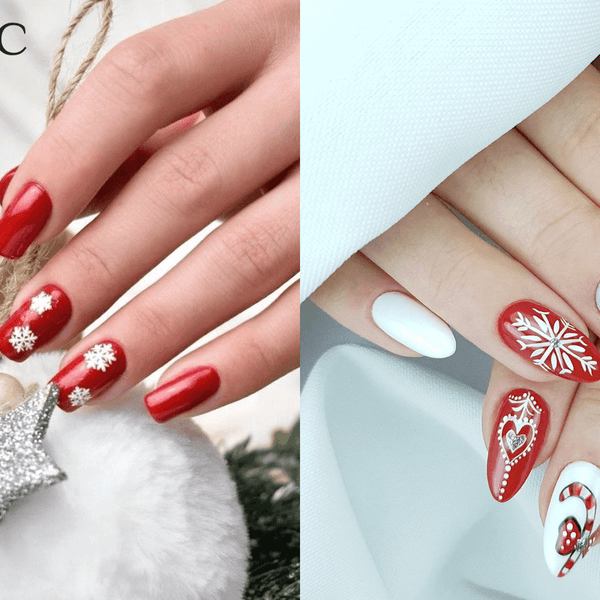 Red and White Christmas Nails -