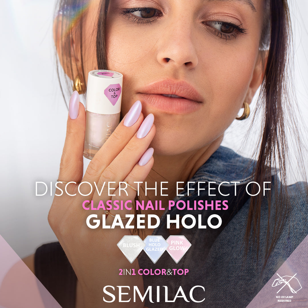 Semilac 2in1 Colour & Top Glazed Holo Classic Nail Polishe - Semilac UK