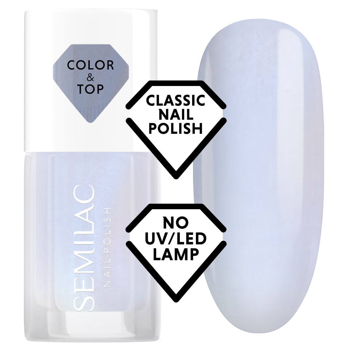 Semilac Top 2in1 Blue Holo Glazed Classic Nail Polish