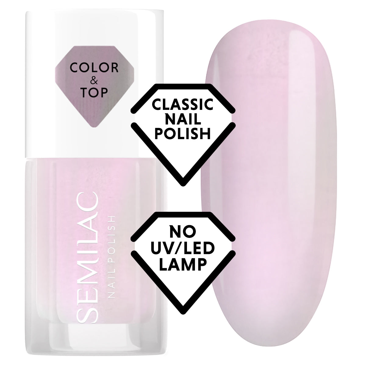 Semilac Top 2in1 Pink Glow Classic Nail Polish