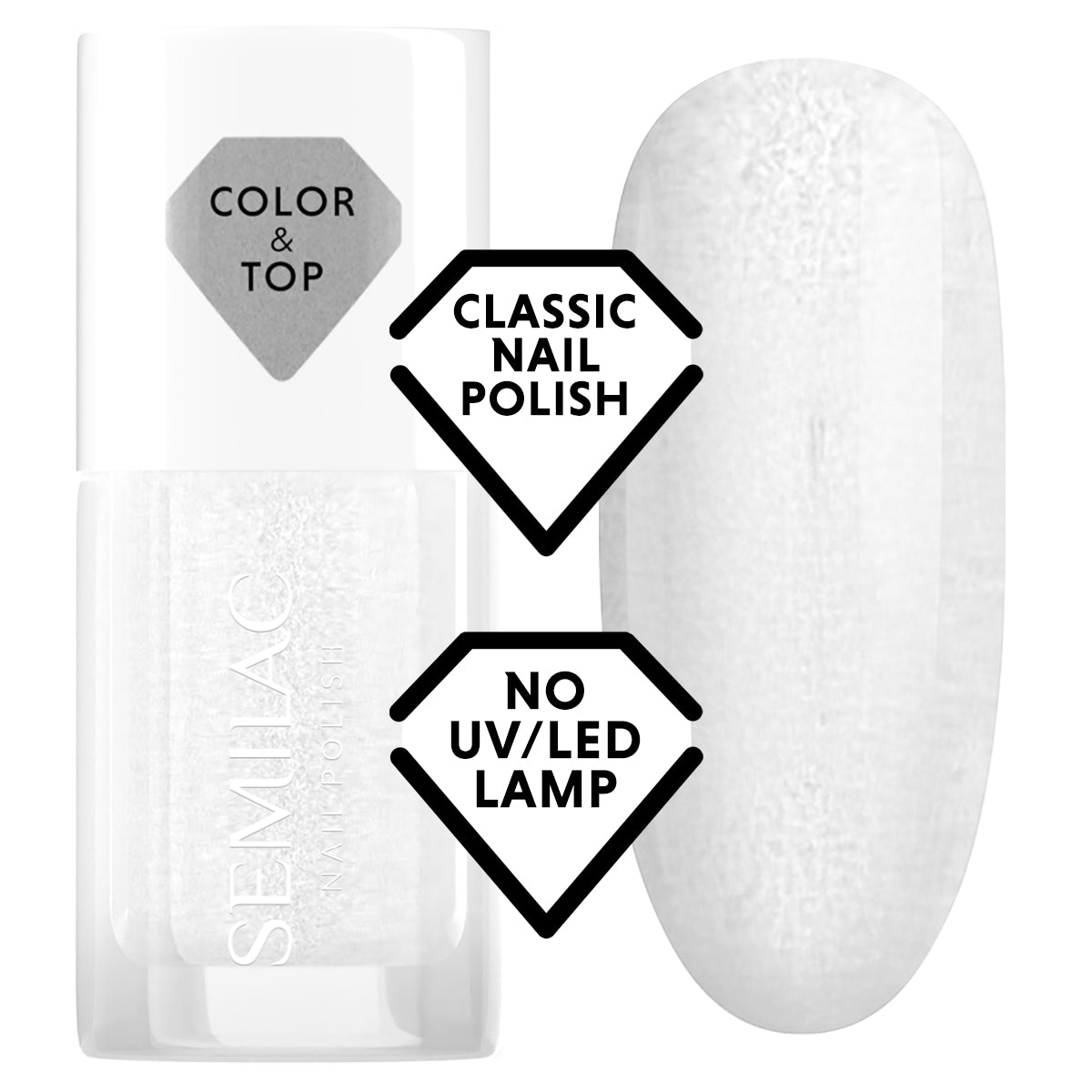 Semilac 2in1 Colour & Top Glazed Holo Classic Nail Polish