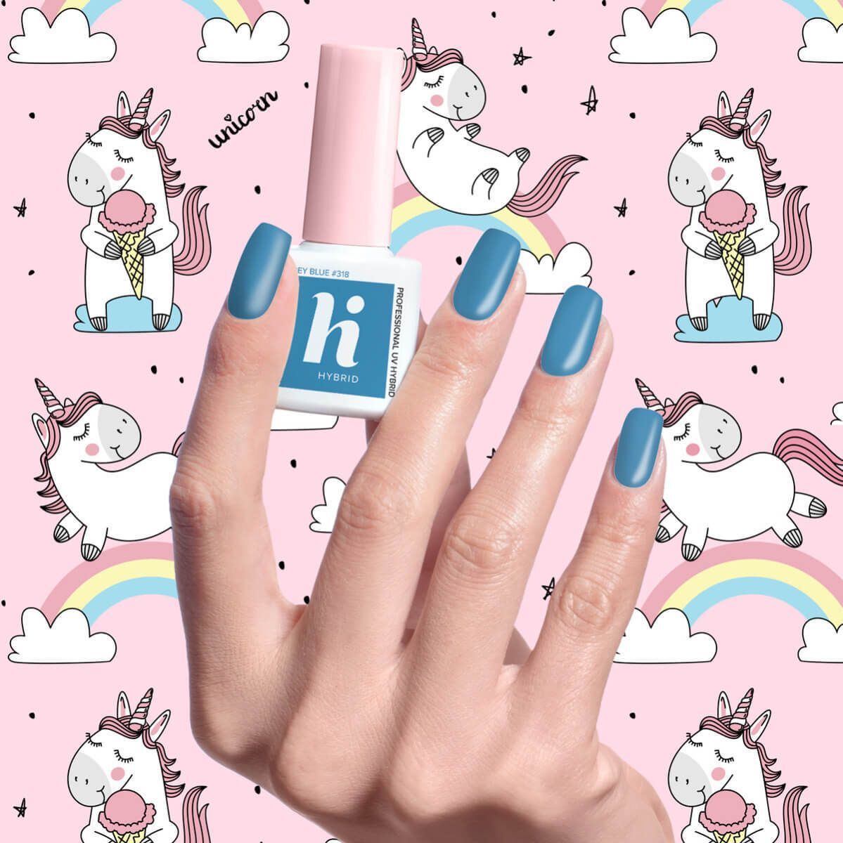 Hi Hybrid 318 Grey Blue UV Gel Polish 5ml