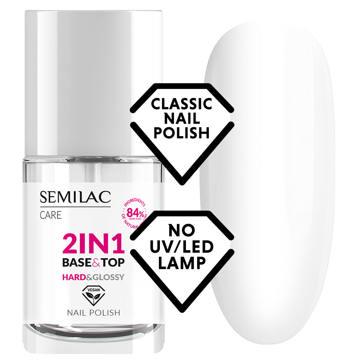 Semilac Base/Top 2in1 Hard & Glossy Classic Nail Polishes