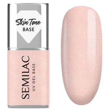 Semilac Skin Tone Cover Base Glitter Peach - Builder Gel in a Bottle