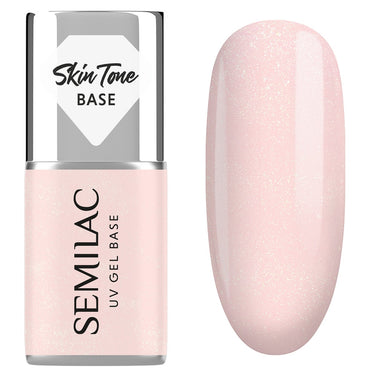 Semilac Skin Tone Cover Base Glitter Rose - Builder Gel in a Bottle