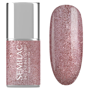 Semilac One Step Gel Polish Bottle S250 Glitter Pink Glossy