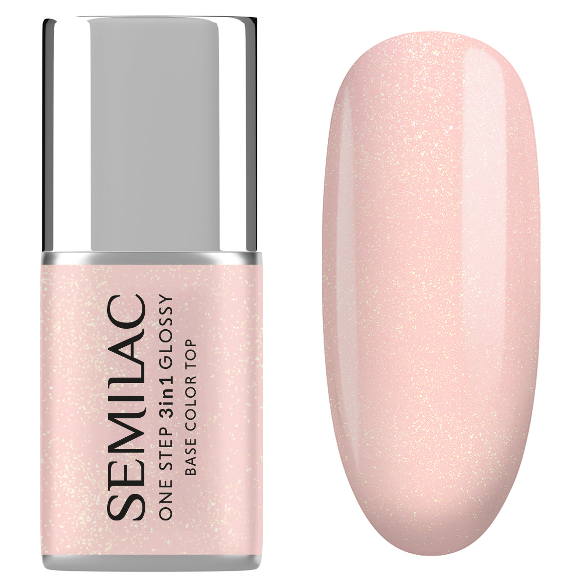Semilac One Step Gel Polish Bottle 5ml 258 Naked Glitter Peach