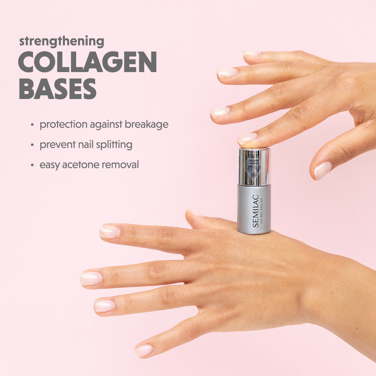 Semilac Collagen Base Soft Pink UV Gel Polish