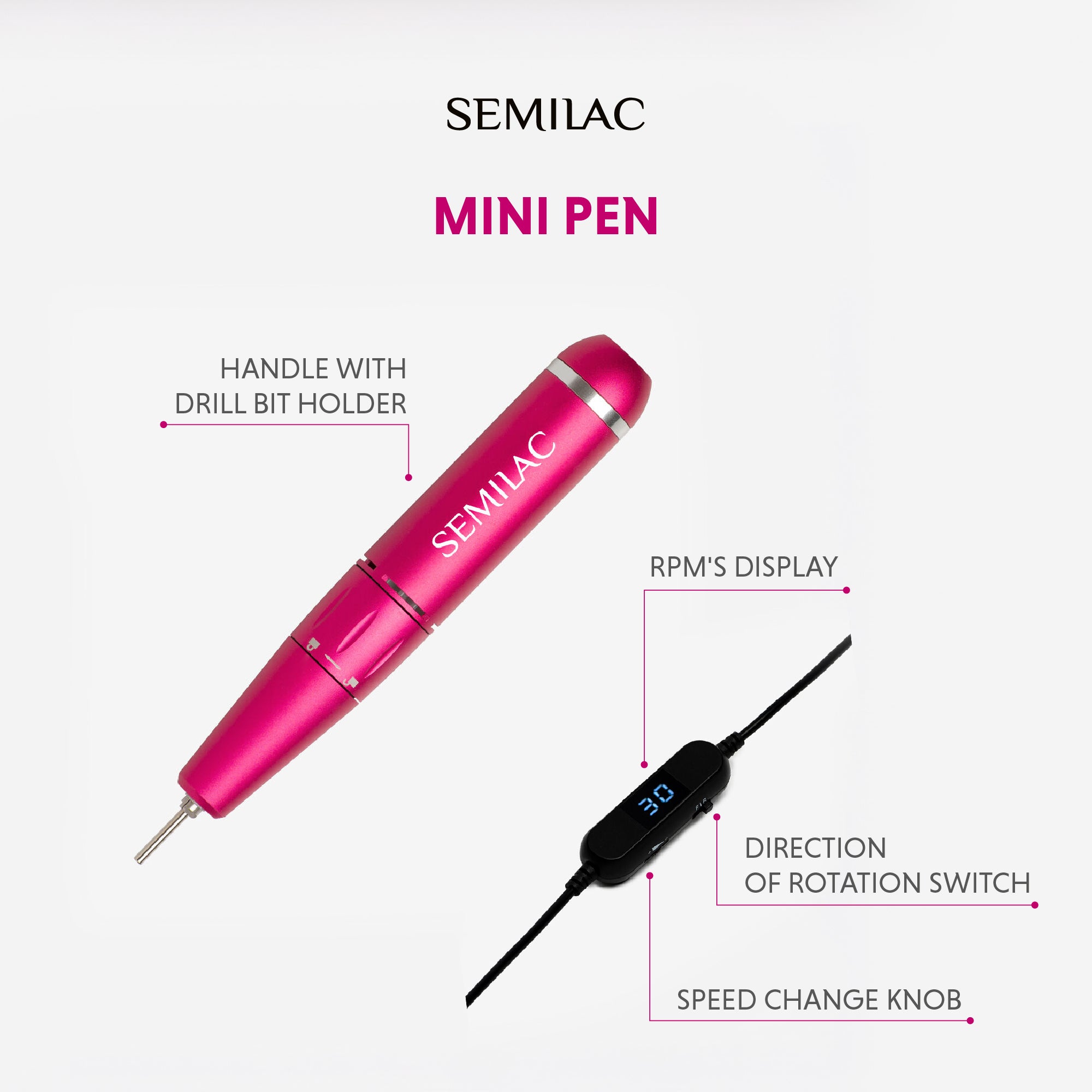 Semilac Electric Nail Drill E-file Mini Pen 12W