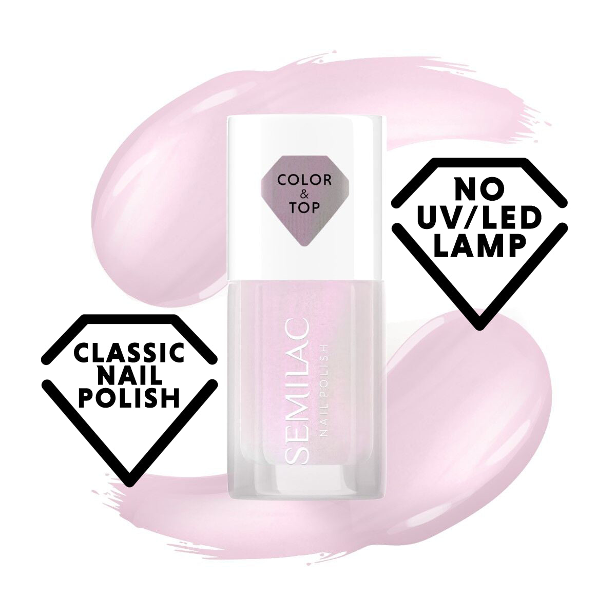 Semilac Top 2in1 Pink Glow Classic Nail Polish