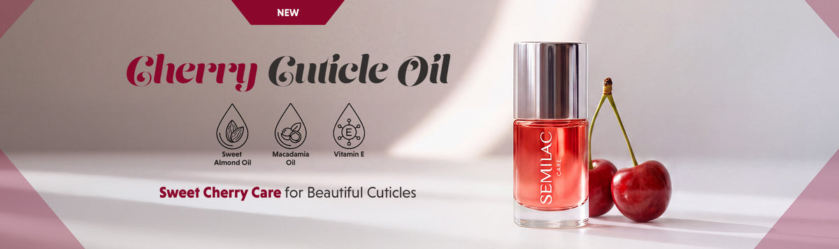 Semilac Cherry Cuticle Oil – new arrival, desktop campaign banner