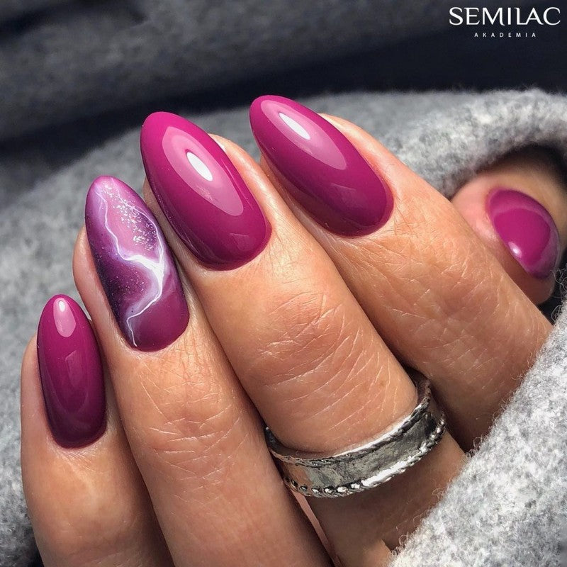 Semilac Base + Top + 012 Pink Cherry UV Gel Polish Set - Semilac Shop