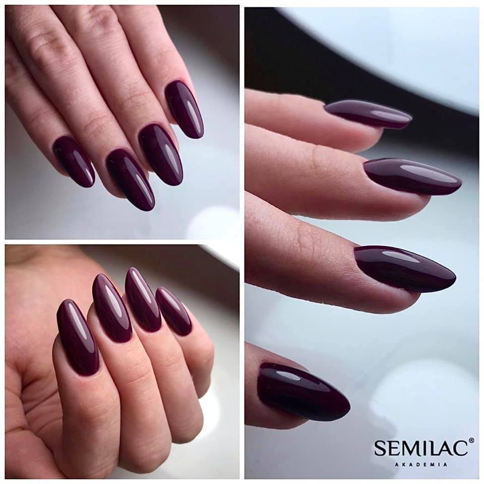 Semilac Base + Top + 099 Dark Purple Wine UV Gel Polish Set - Semilac Shop