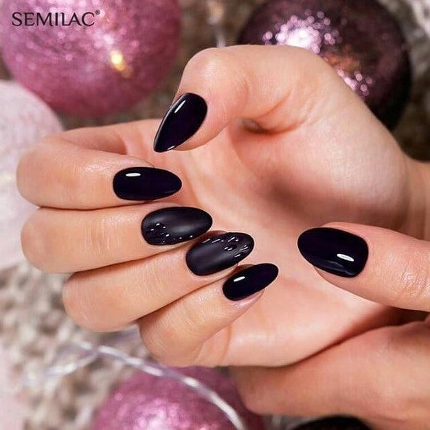 Semilac Base + Top + 100 Black Purple UV Gel Polish Set - Semilac UK