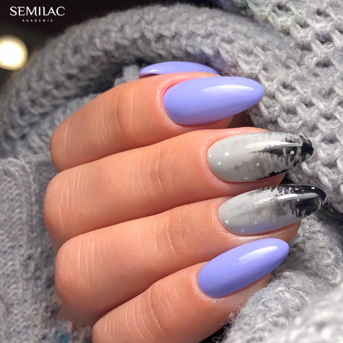 Semilac Base + Top + 205 Blue Grey UV Gel Polish Set - Semilac UK