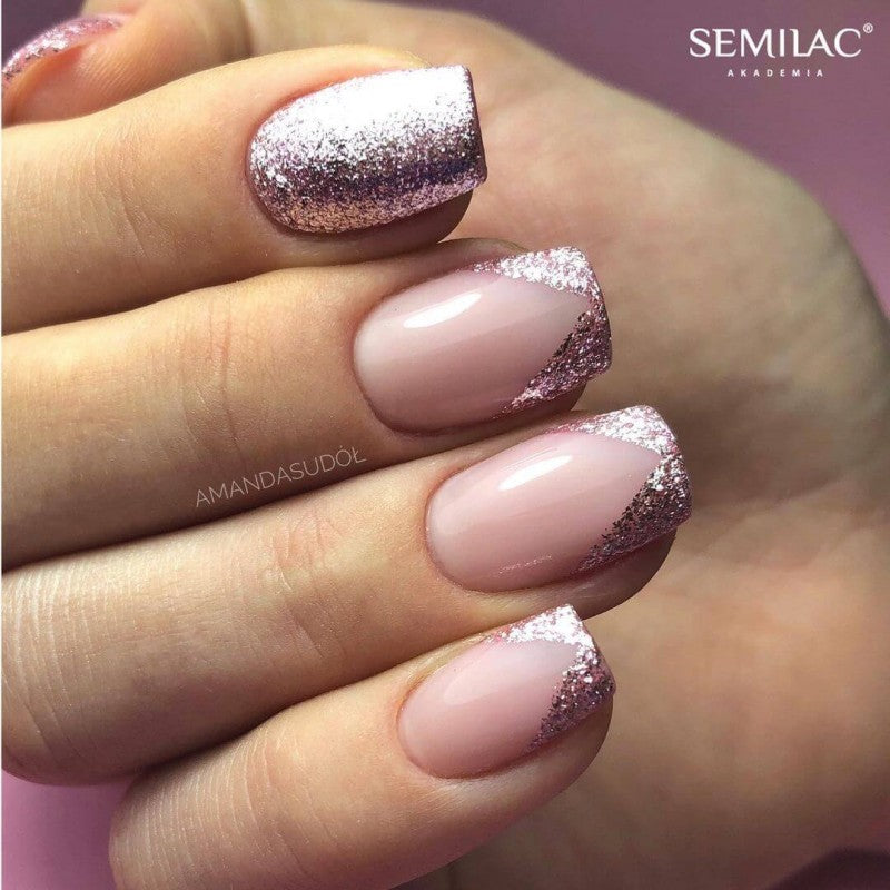 Semilac Base + Top + 293 Rose Gold Shimmer UV Gel Polish Set - Semilac UK