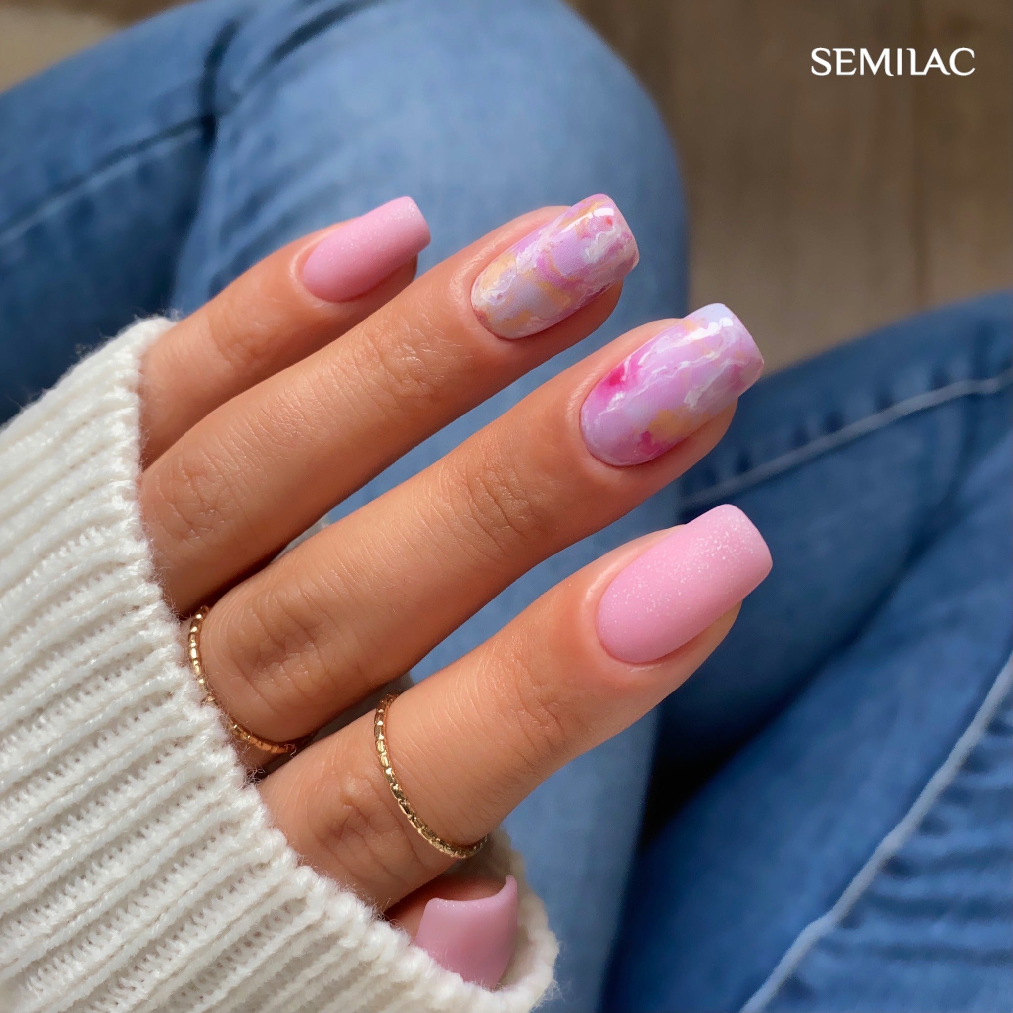 Semilac 319 Shimmer Dust Pink UV Gel Polish 7ml - Semilac Shop