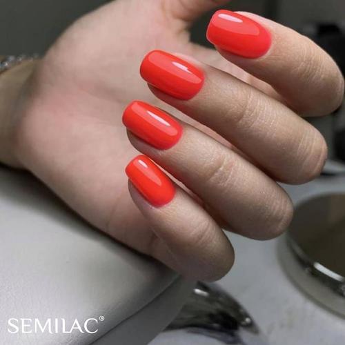 Semilac Base + Top + 518 Neon Orange Gel Polish Set - Semilac UK
