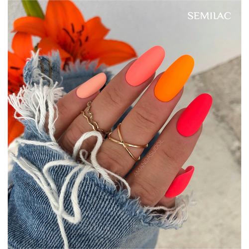 Semilac Base + Top + 132 Orange Lollipop UV Gel Polish Set - Semilac UK