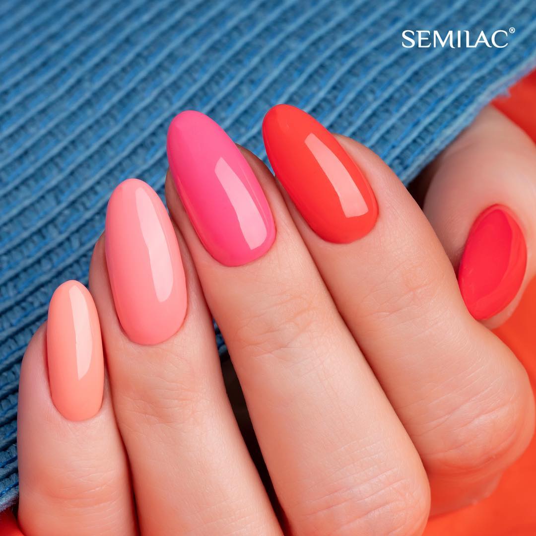 Semilac Base + Top + 055 Peach Milk UV Gel Polish Set - Semilac Shop