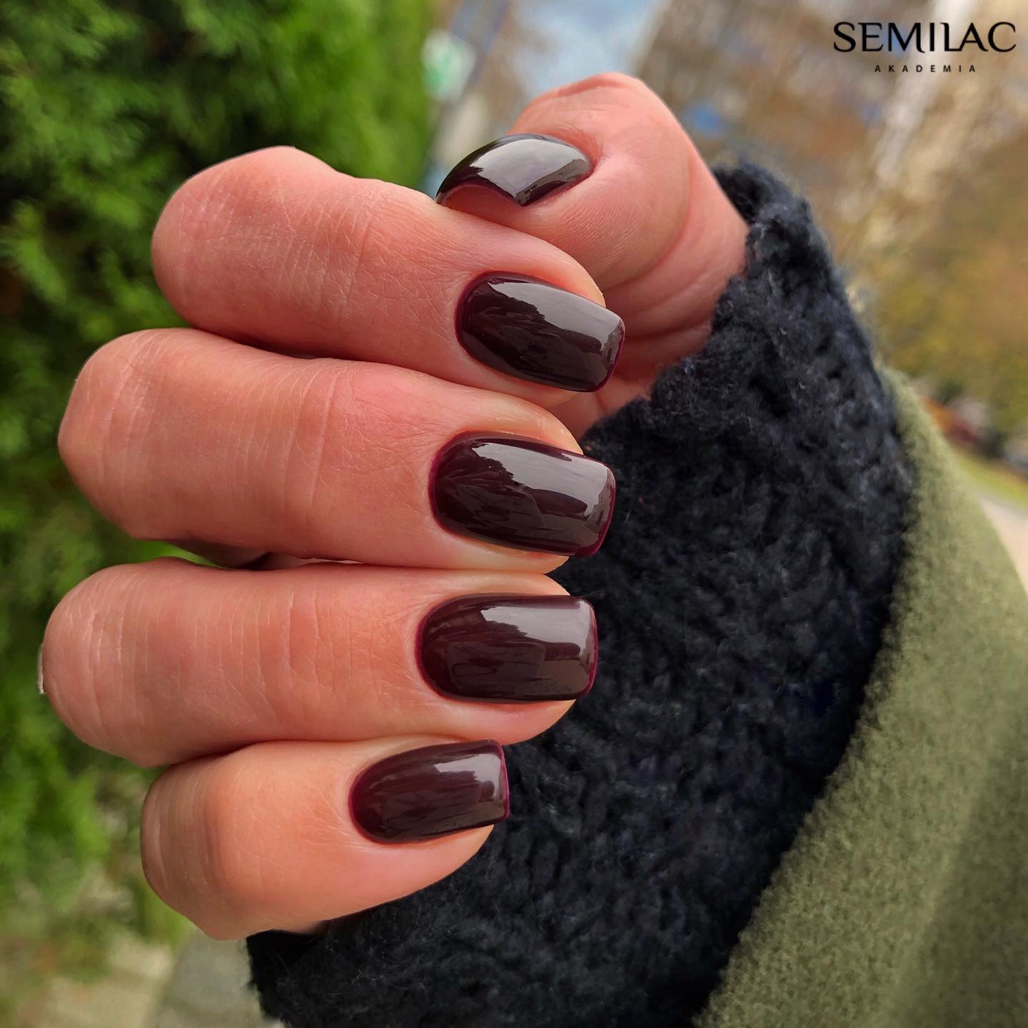 Semilac Base + Top + 099 Dark Purple Wine UV Gel Polish Set - Semilac Shop