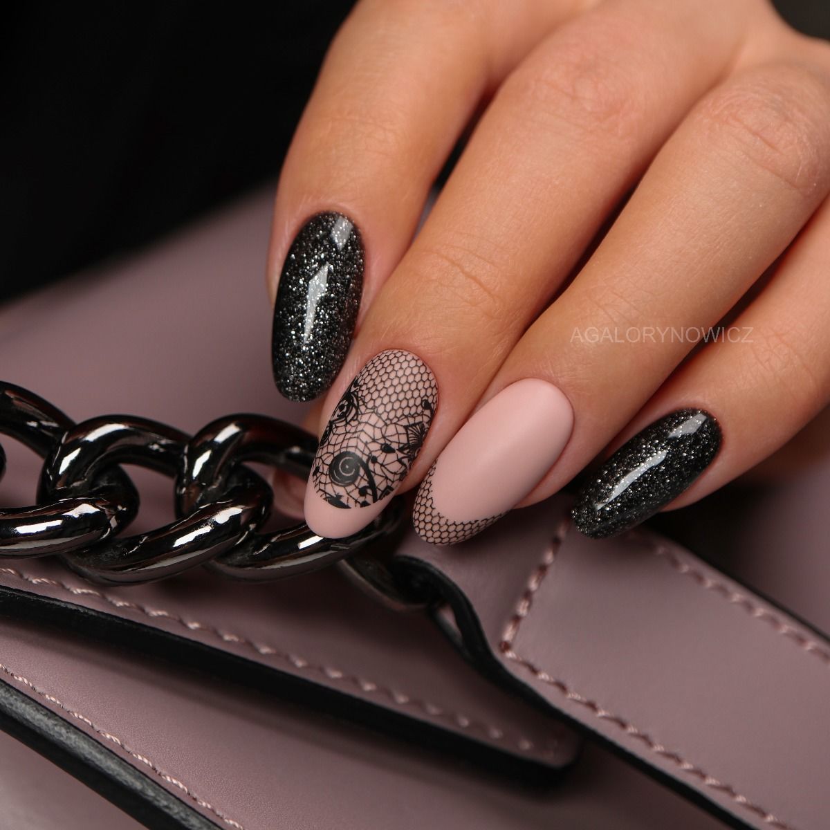 Black lace nail stickers discount