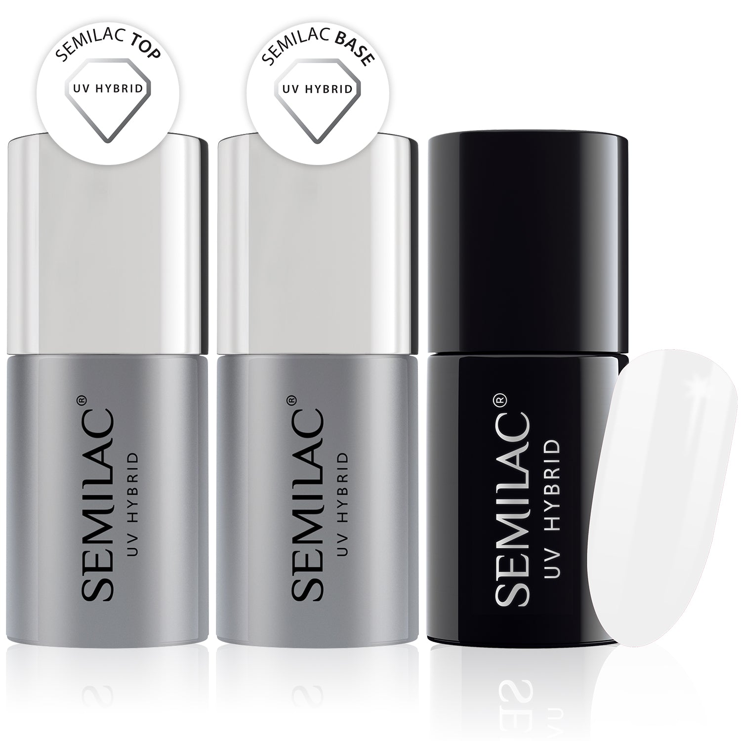 Semilac Base + Top + 001 Strong White UV Gel Polish Set - Semilac Shop