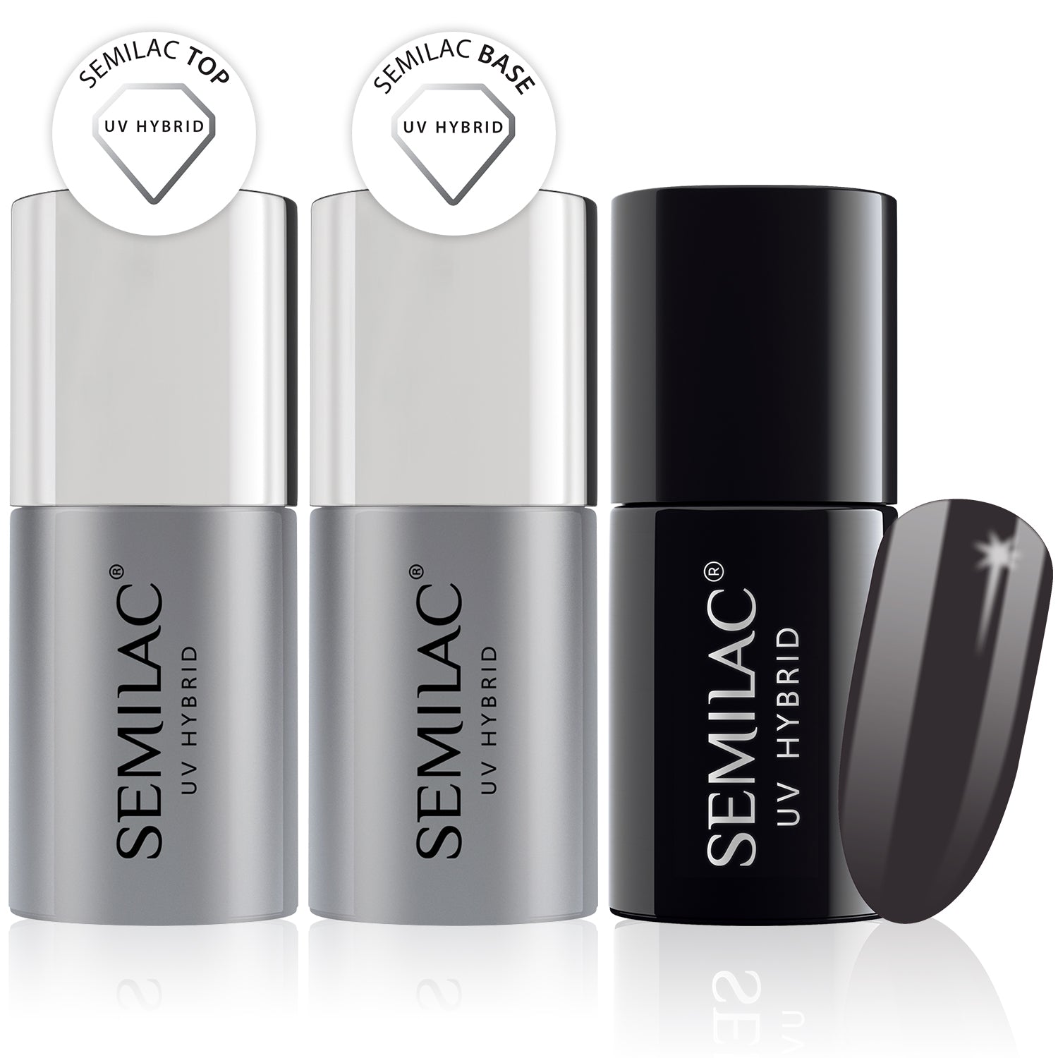 Semilac Base + Top + 016 Grunge UV Gel Polish Set - Semilac Shop