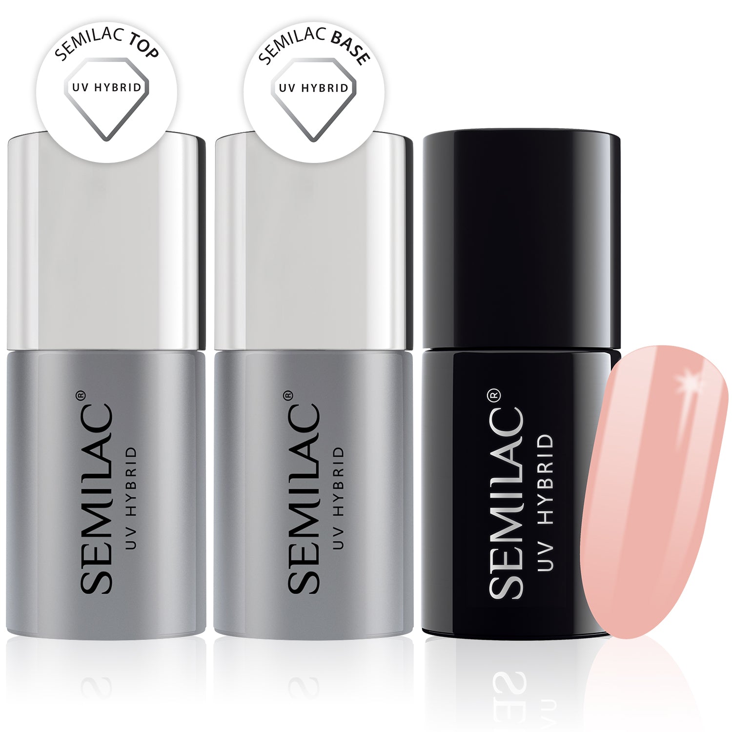 Semilac Base + Top + 053 French Pink Milk UV Gel Polish Set - Semilac Shop
