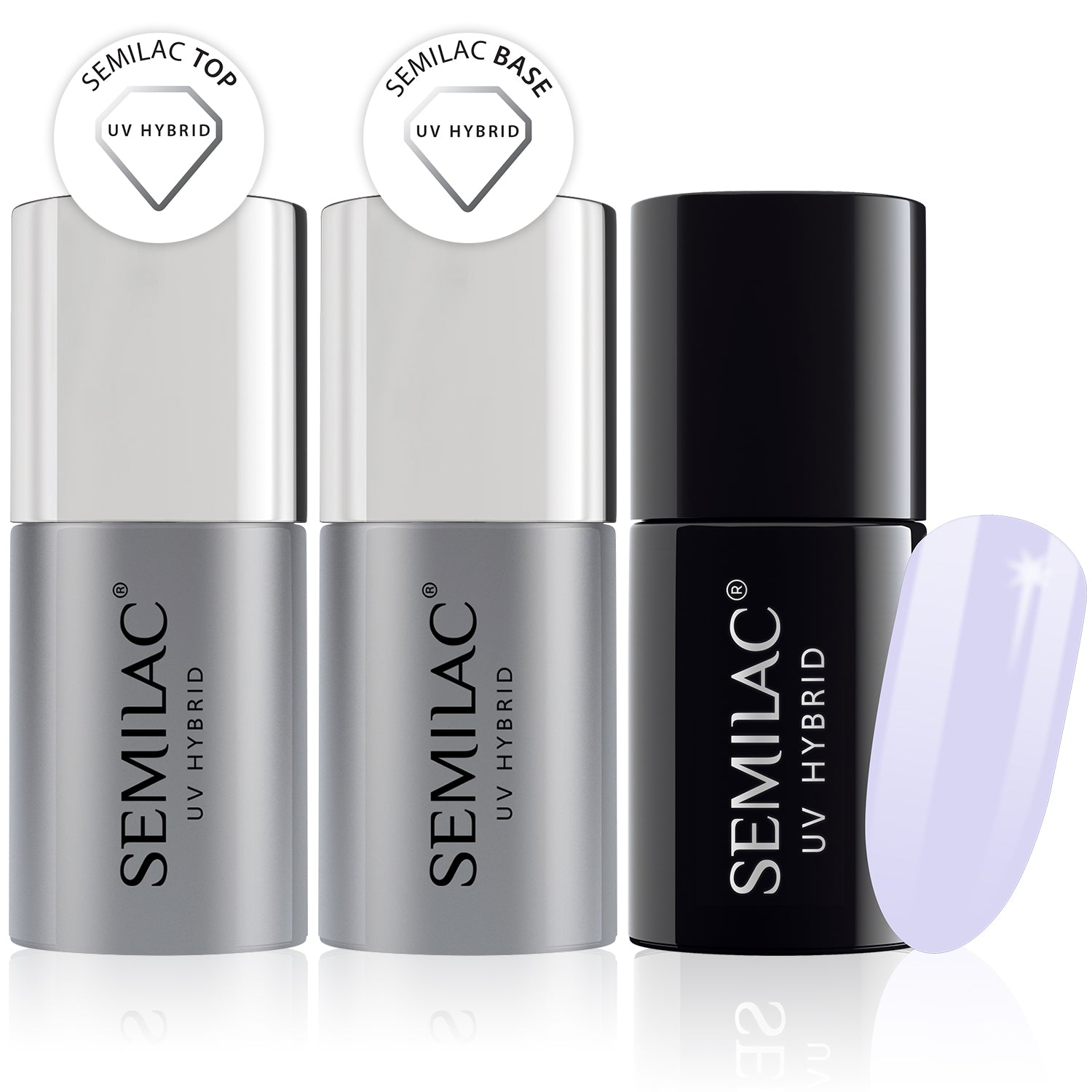 Semilac Base + Top + 127 Violet Cream UV Gel Polish Set - Semilac UK